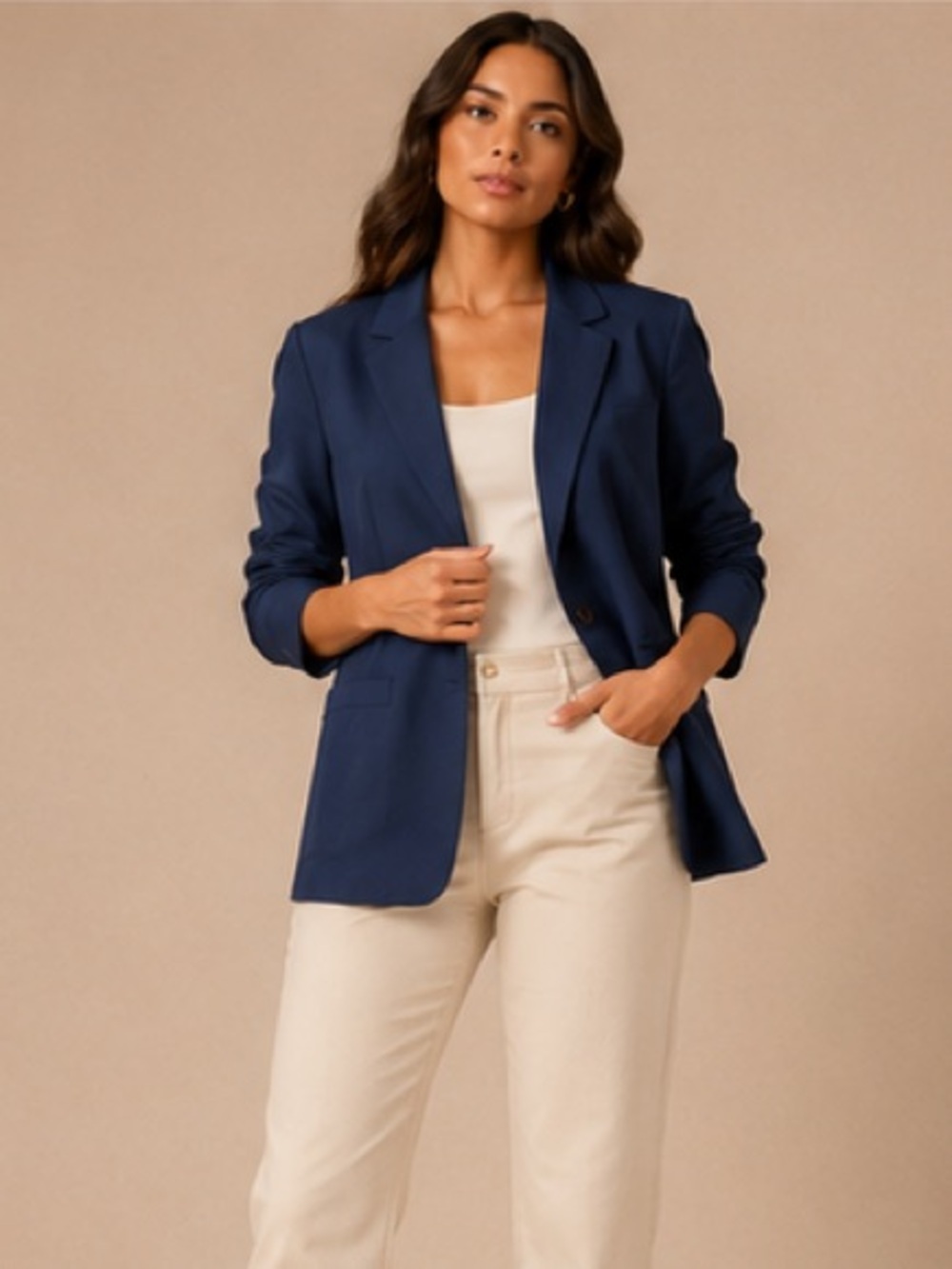 Alfred Dunner Navy Blue Classic Career Blazer Small Made USA